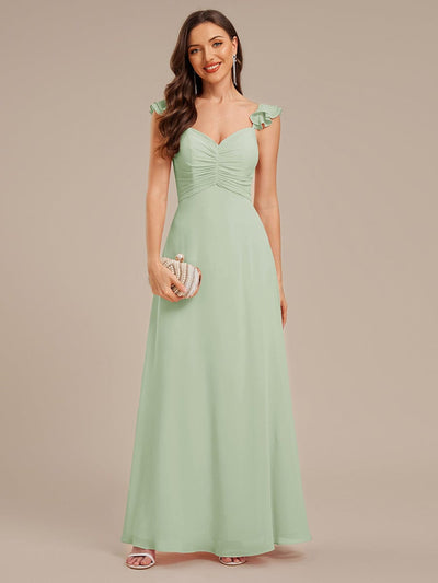 Backless Chiffon Ruffled Bridesmaid Dress #color_Mint Green