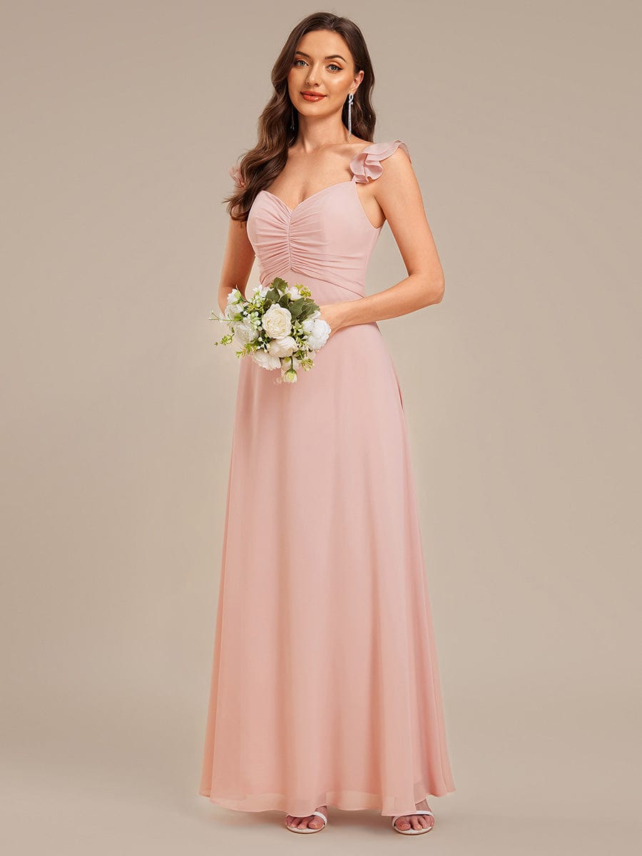 Ever-Pretty Backless Chiffon Bridesmaid Dress with Ruffles Sleeve ̈C Elegant, Lightweight, Perfect for Weddings
