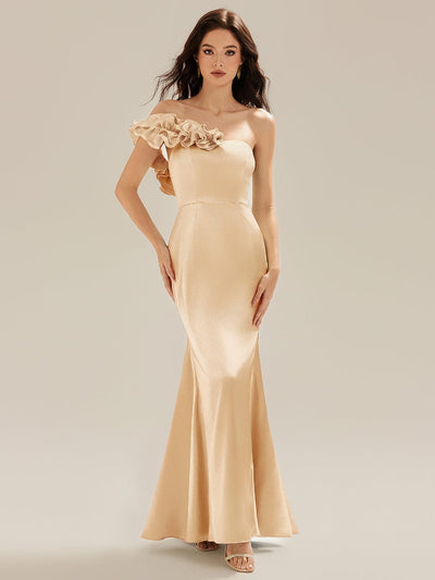 Lace-Up Satin Mermaid Maxi Dress #color_Champagne