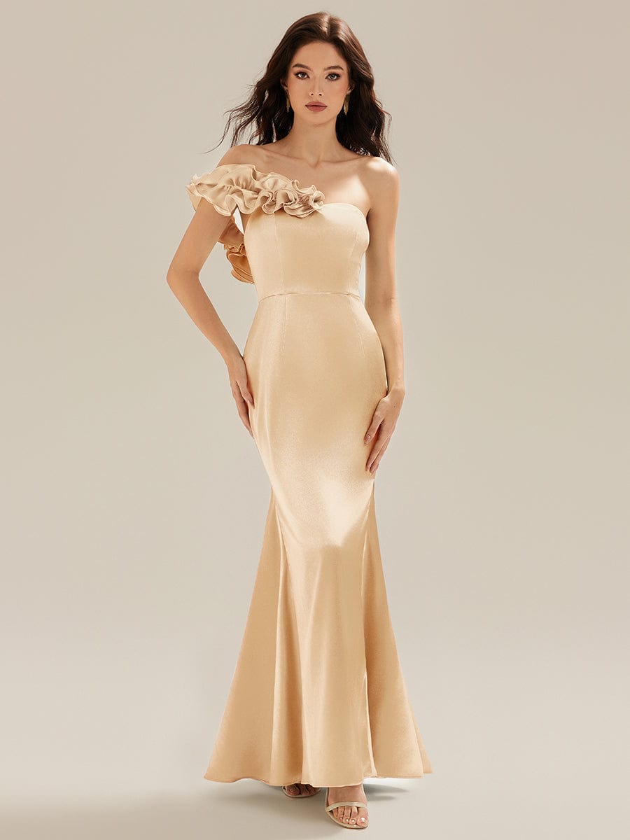 Lace-Up Satin Mermaid Maxi Dress #color_Champagne