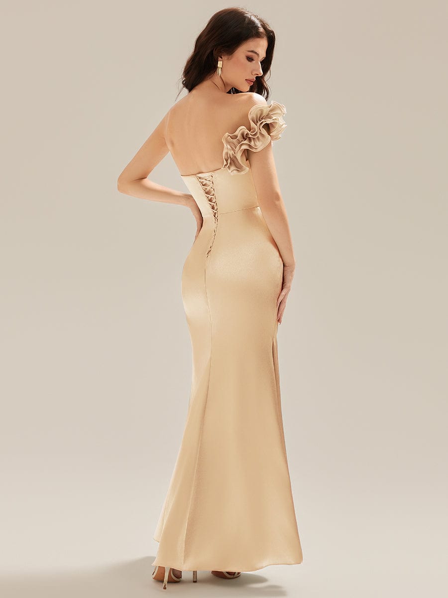 Lace-Up Satin Mermaid Maxi Dress #color_Champagne