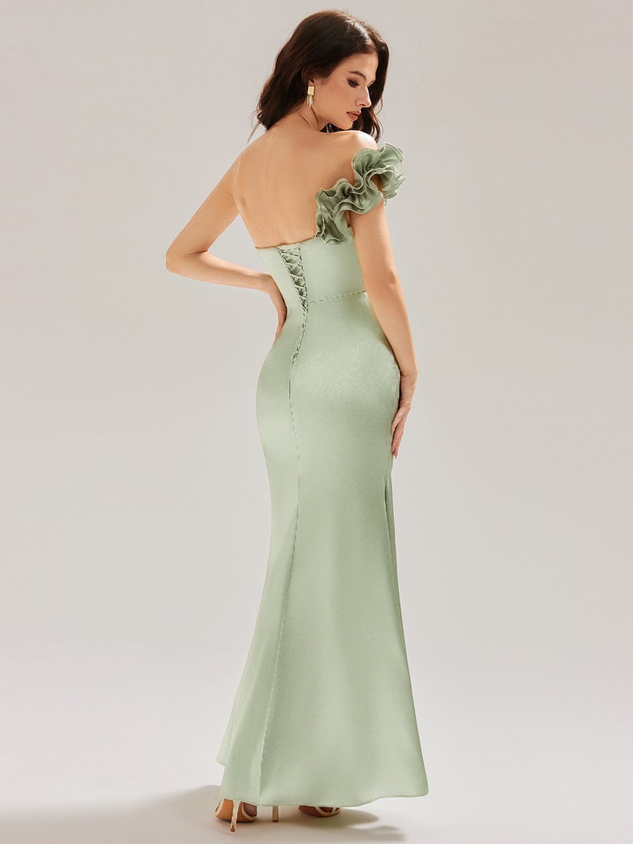 Lace-Up Satin Mermaid Maxi Dress #color_Mint Green