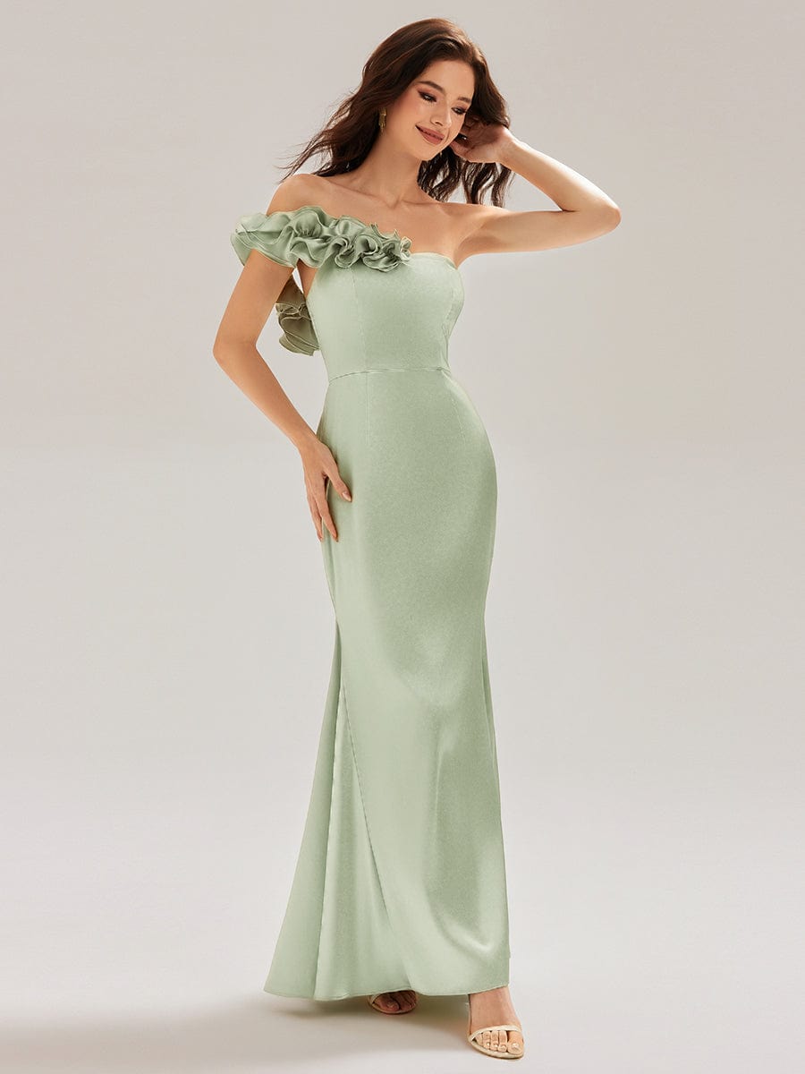 Lace-Up Satin Mermaid Maxi Dress #color_Mint Green