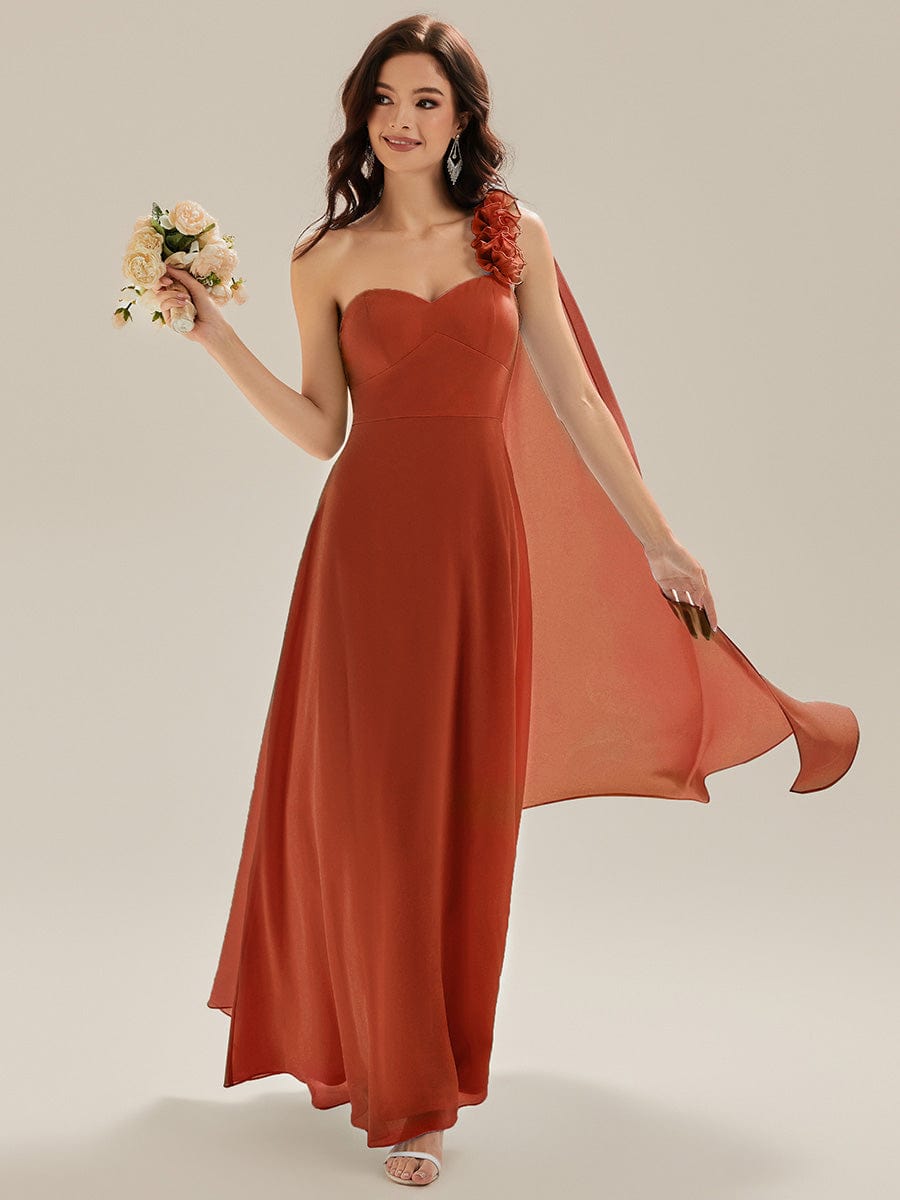 Flowing Ribbons Chiffon Sleeveless Dress #color_Burnt Orange