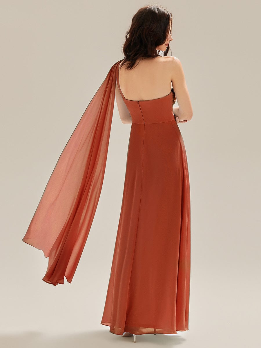 Flowing Ribbons Chiffon Sleeveless Dress #color_Burnt Orange
