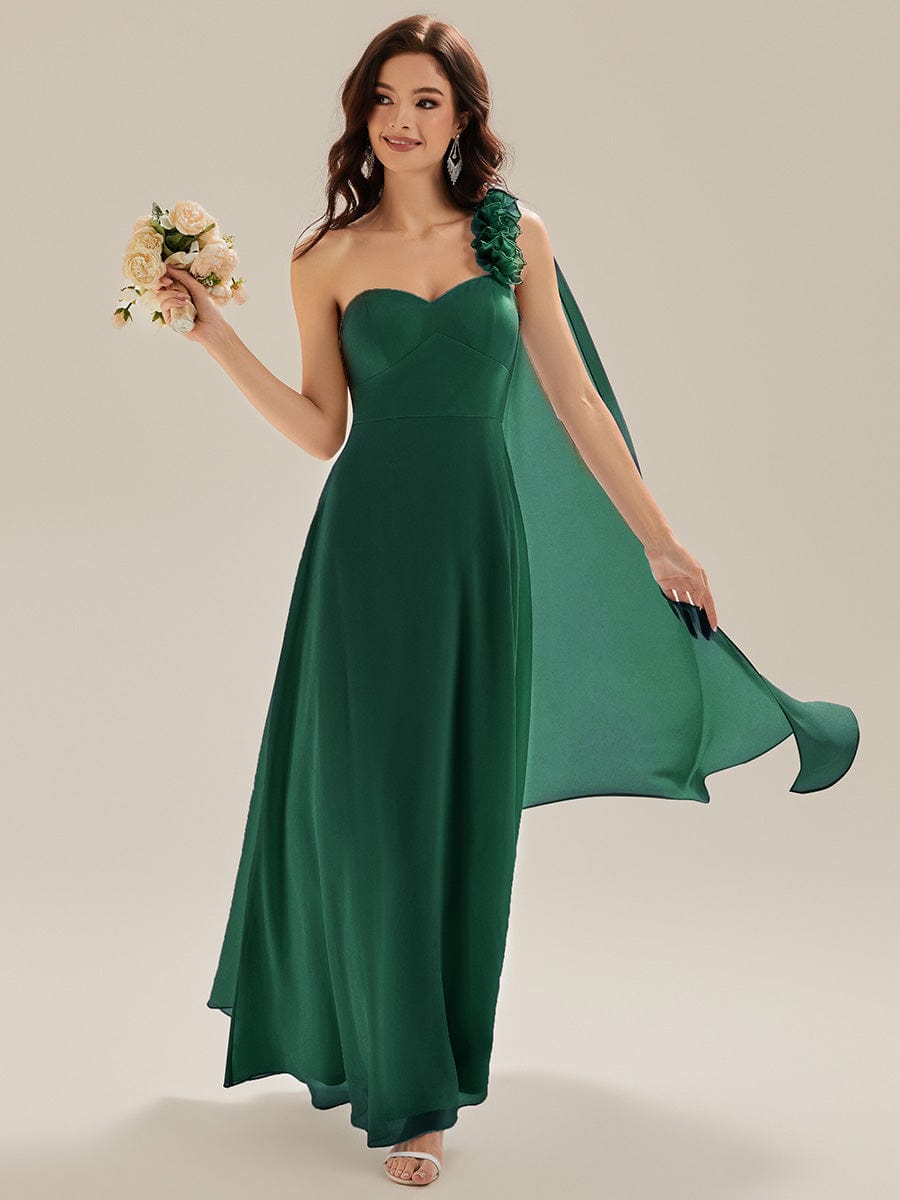 Flowing Ribbons Chiffon Sleeveless Dress #color_Dark Green
