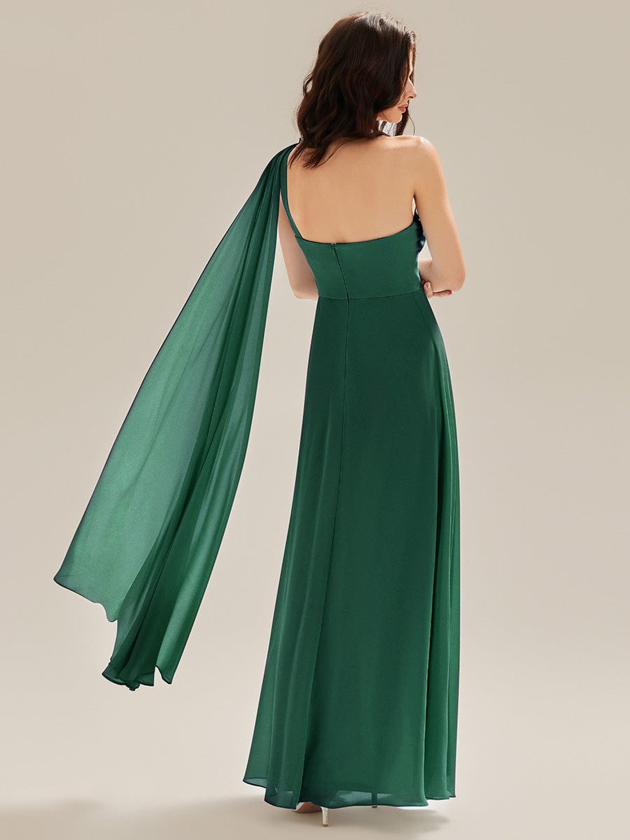 Flowing Ribbons Chiffon Sleeveless Dress #color_Dark Green