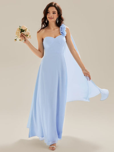 Flowing Ribbons Chiffon Sleeveless Dress #color_Ice Blue