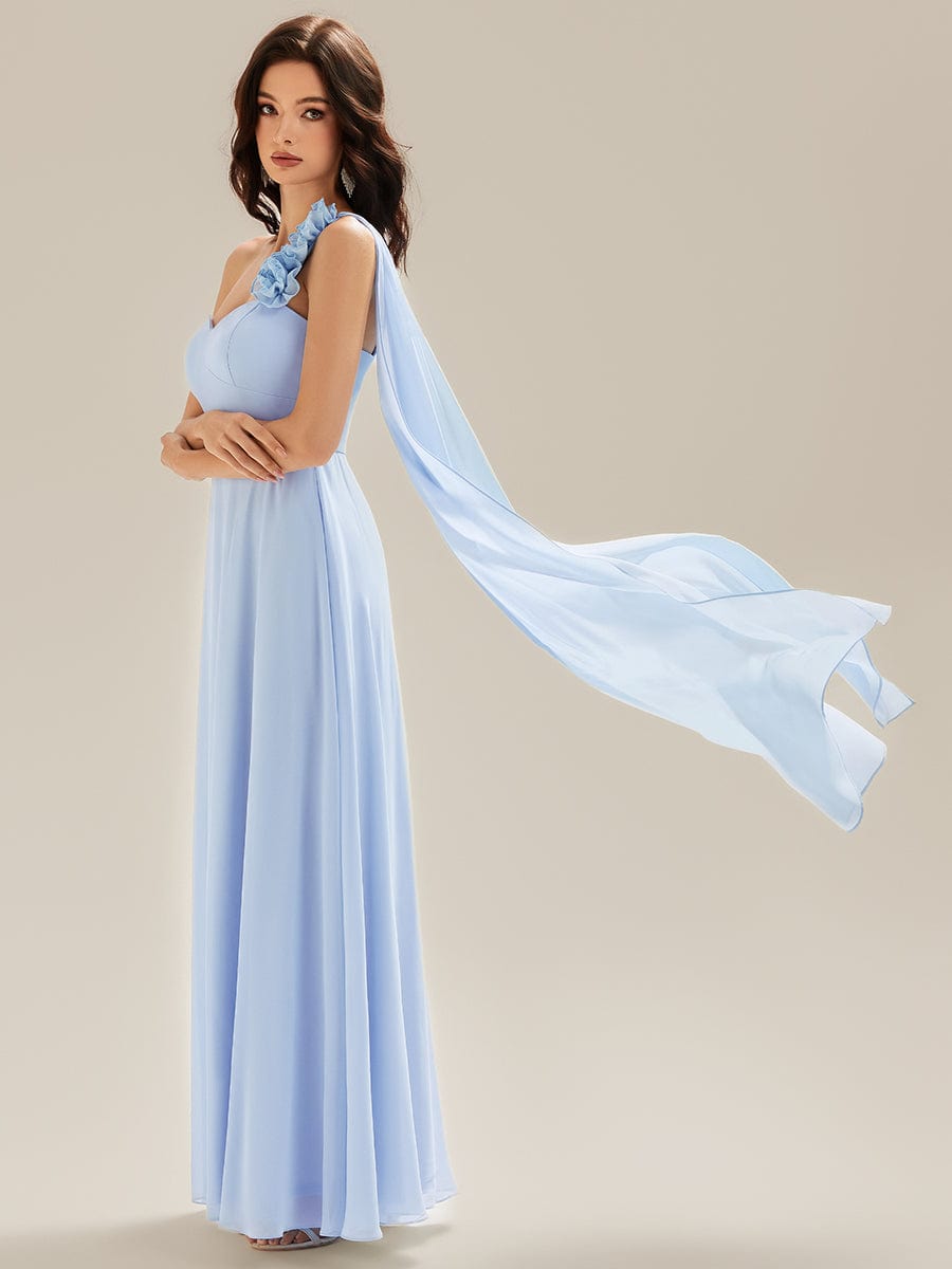 Flowing Ribbons Chiffon Sleeveless Dress #color_Ice Blue