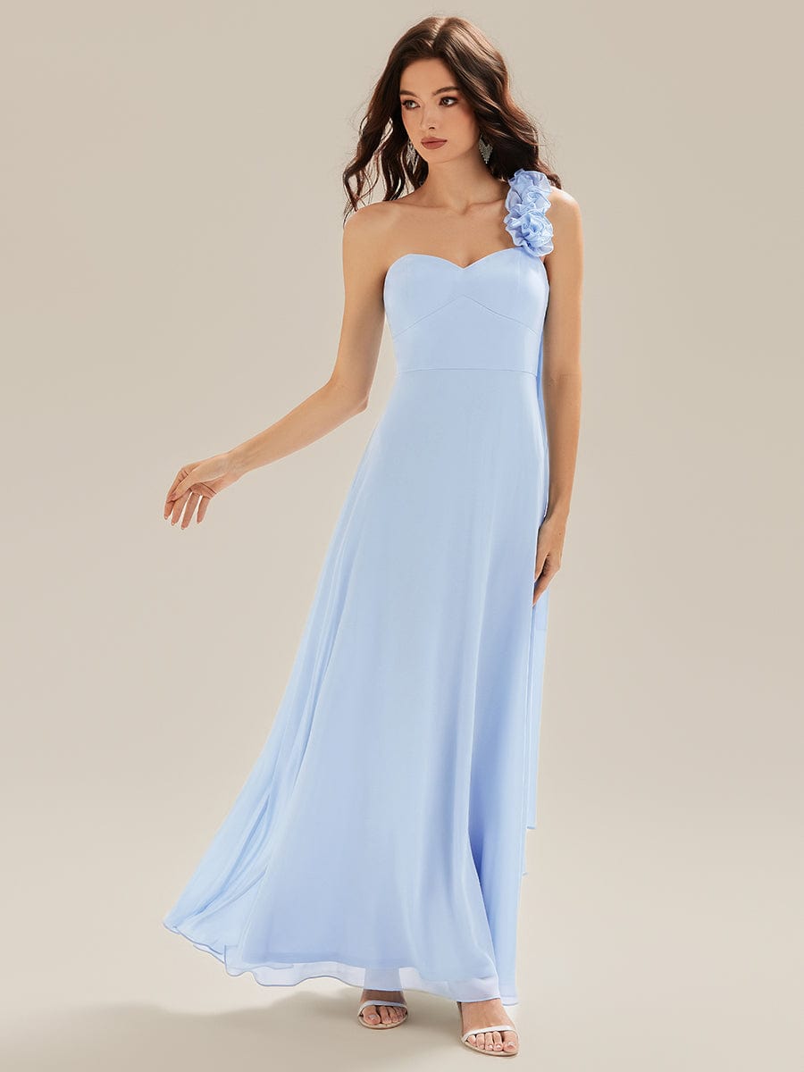 One Shoulder Bridesmaid Dress with 3D Flower and Flowing Ribbon - Ever-Pretty US One Shoulder Bridesmaid Dress with 3D Flower and Flowing Ribbon - Ever-Pretty US