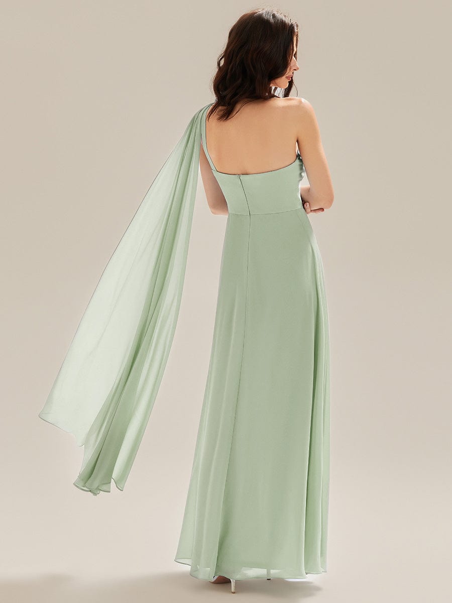 Flowing Ribbons Chiffon Sleeveless Dress #color_Mint Green