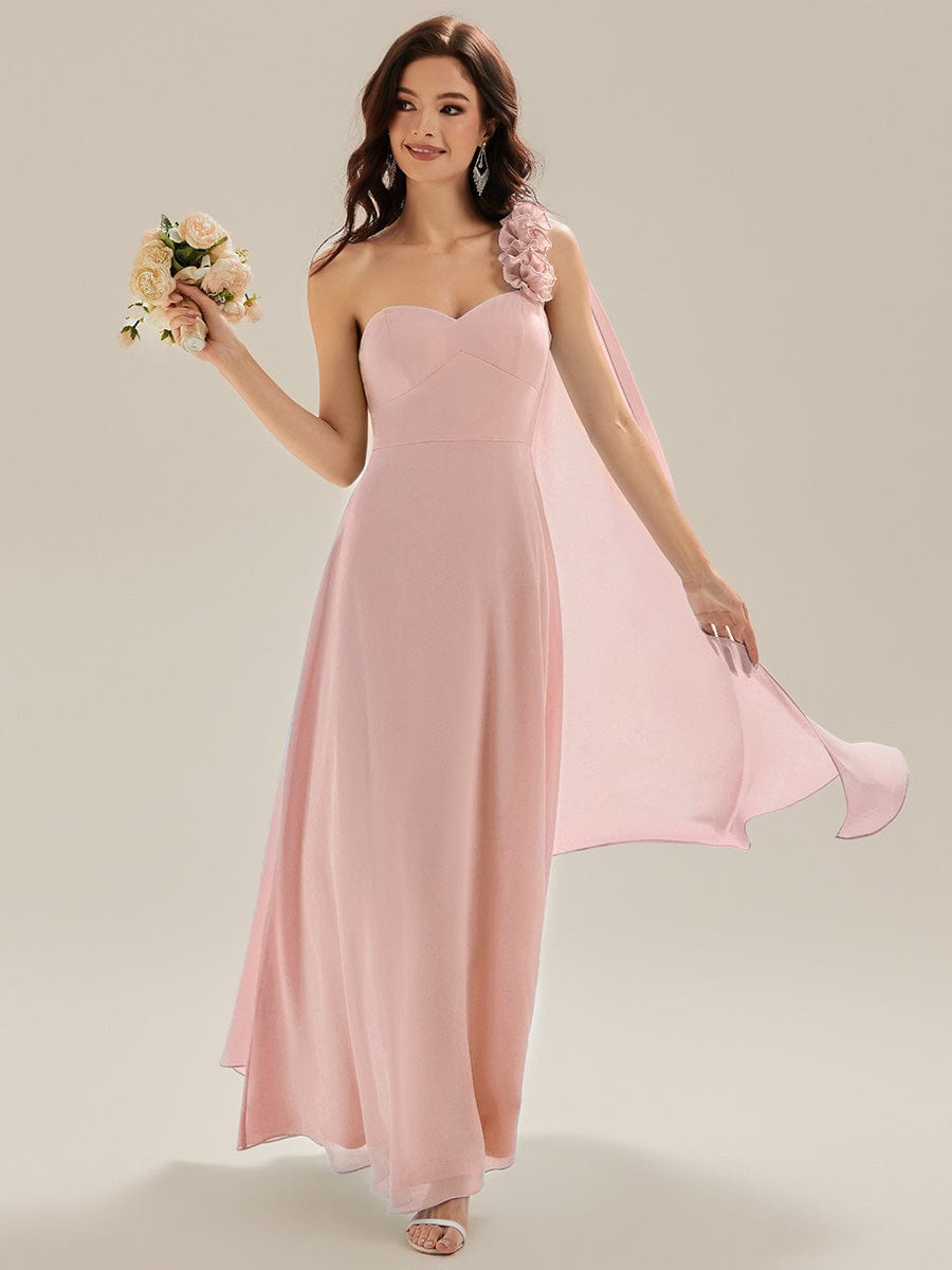 Flowing Ribbons Chiffon Sleeveless Dress #color_Pink