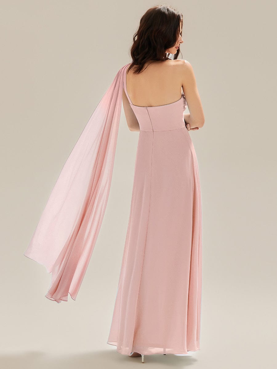 Flowing Ribbons Chiffon Sleeveless Dress #color_Pink