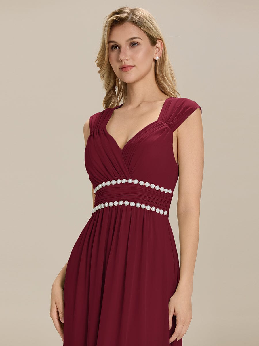 Backless Chiffon Sleeveless Bridesmaid Dress #color_Burgundy