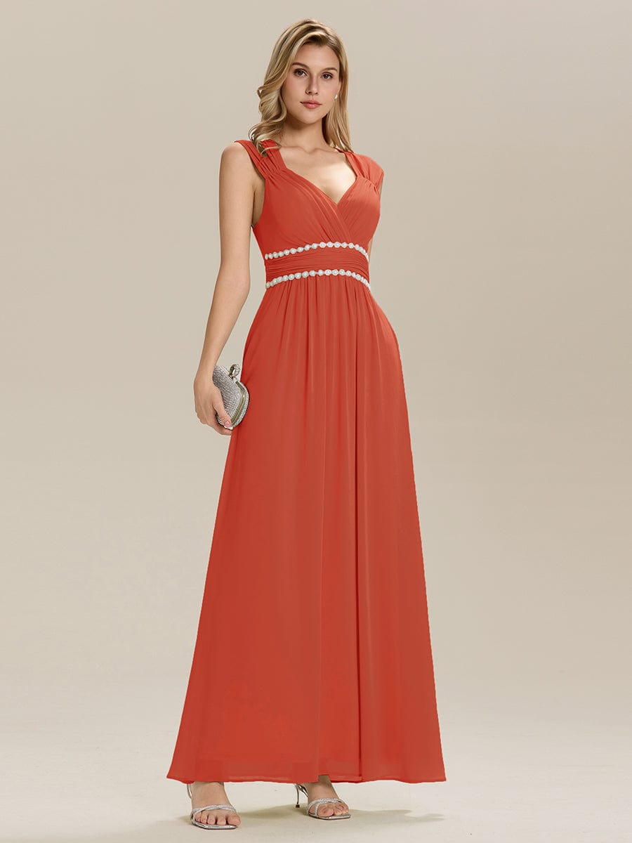 Backless Chiffon Sleeveless Bridesmaid Dress #color_Burnt Orange
