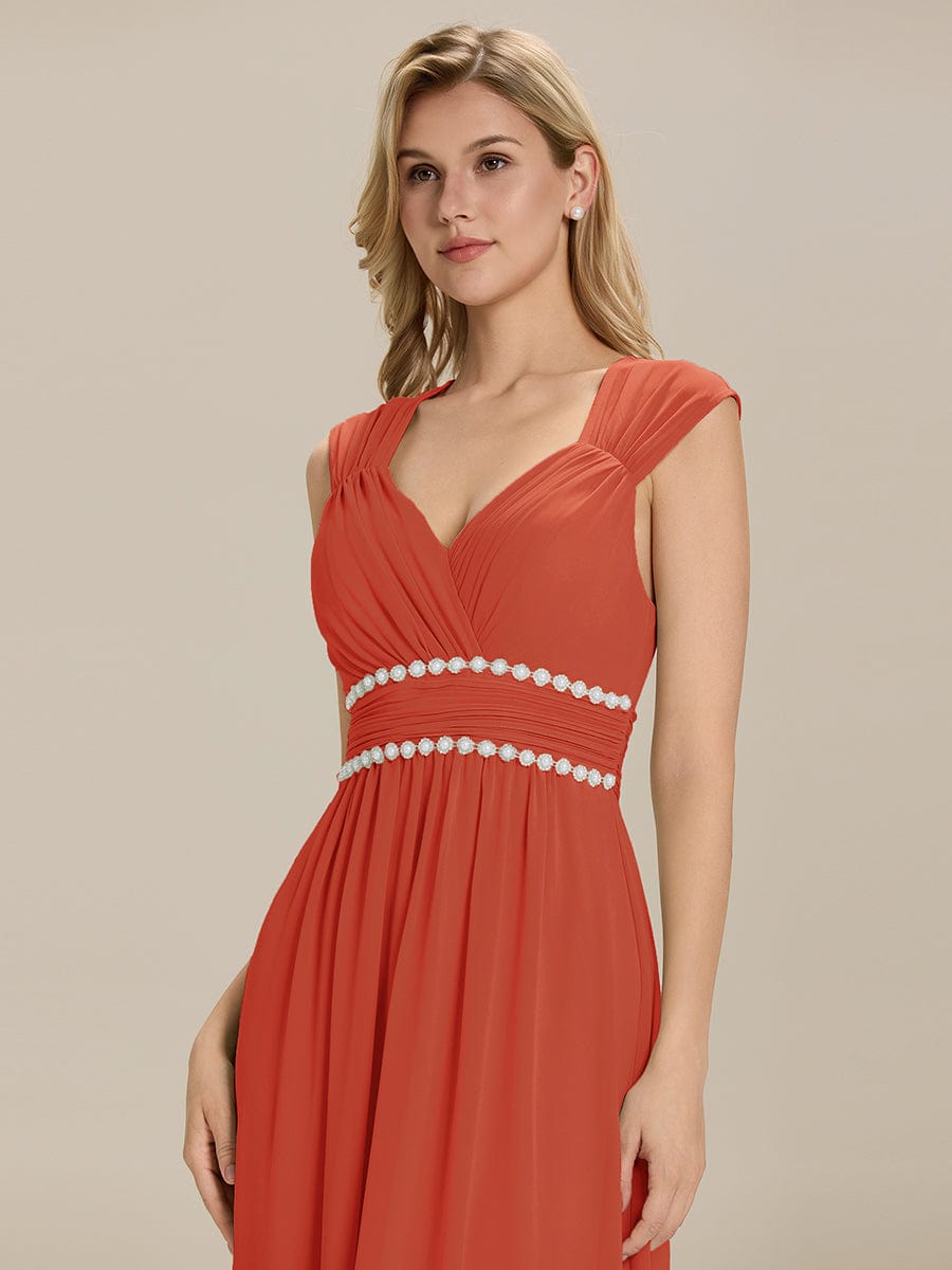 Backless Chiffon Sleeveless Bridesmaid Dress #color_Burnt Orange