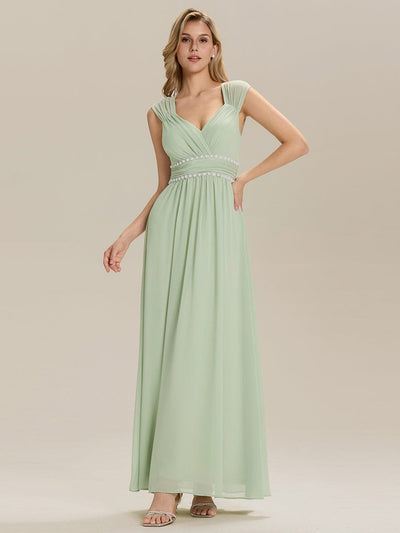 Backless Chiffon Sleeveless Bridesmaid Dress #color_Mint Green