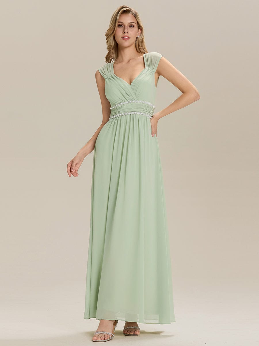 Backless Chiffon Sleeveless Bridesmaid Dress #color_Mint Green