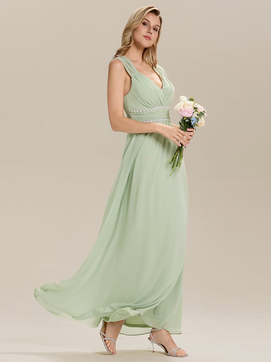 Backless Chiffon Sleeveless Bridesmaid Dress #color_Mint Green