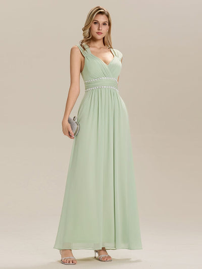 Backless Chiffon Sleeveless Bridesmaid Dress #color_Mint Green