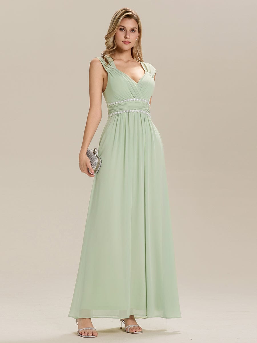 Backless Chiffon Sleeveless Bridesmaid Dress #color_Mint Green