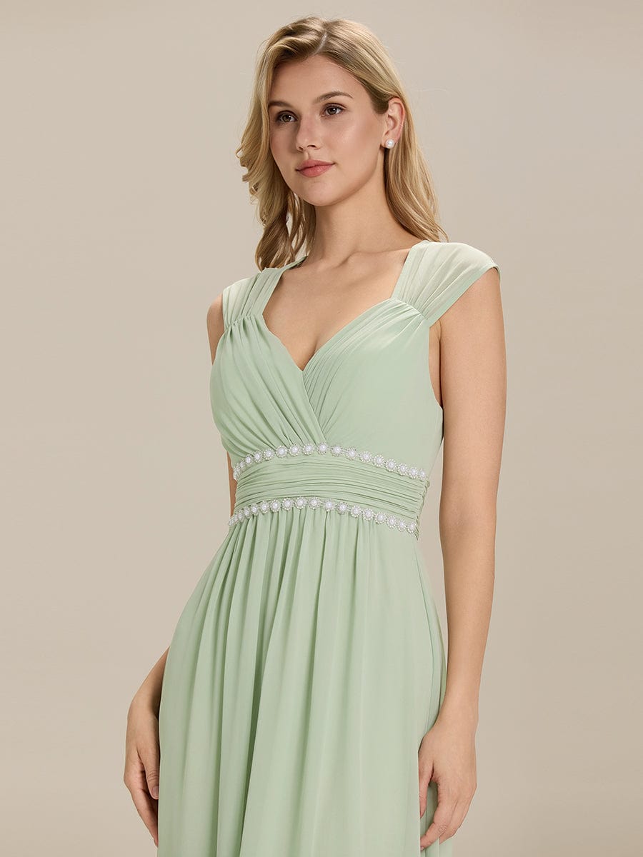 Backless Chiffon Sleeveless Bridesmaid Dress #color_Mint Green
