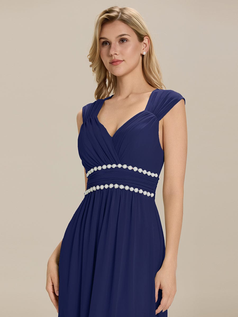 Backless Chiffon Sleeveless Bridesmaid Dress #color_Navy Blue
