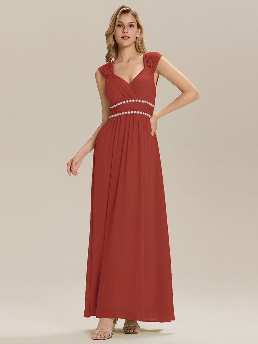 Backless Chiffon Sleeveless Bridesmaid Dress #color_Vermilion