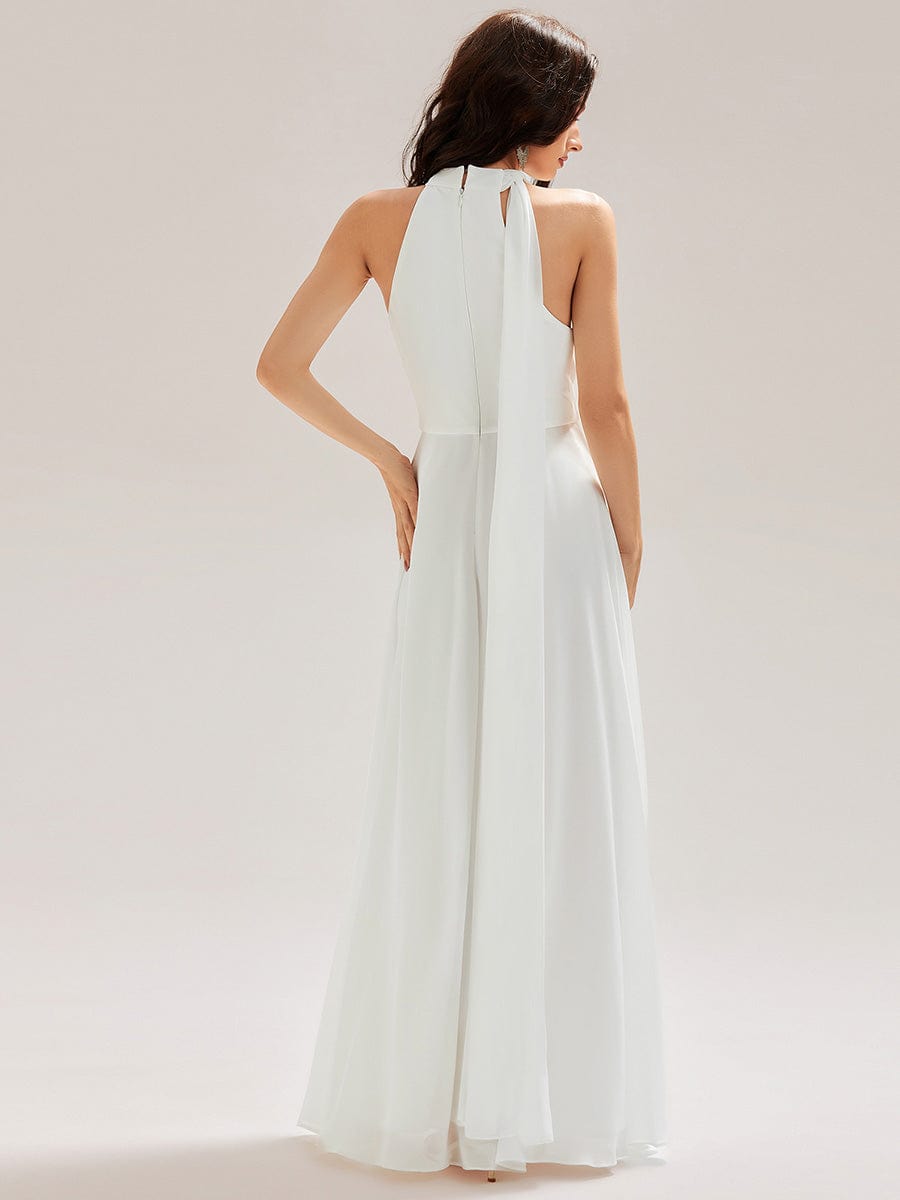 Cut-Out Chiffon Flowy Ribbons Dress #color_White