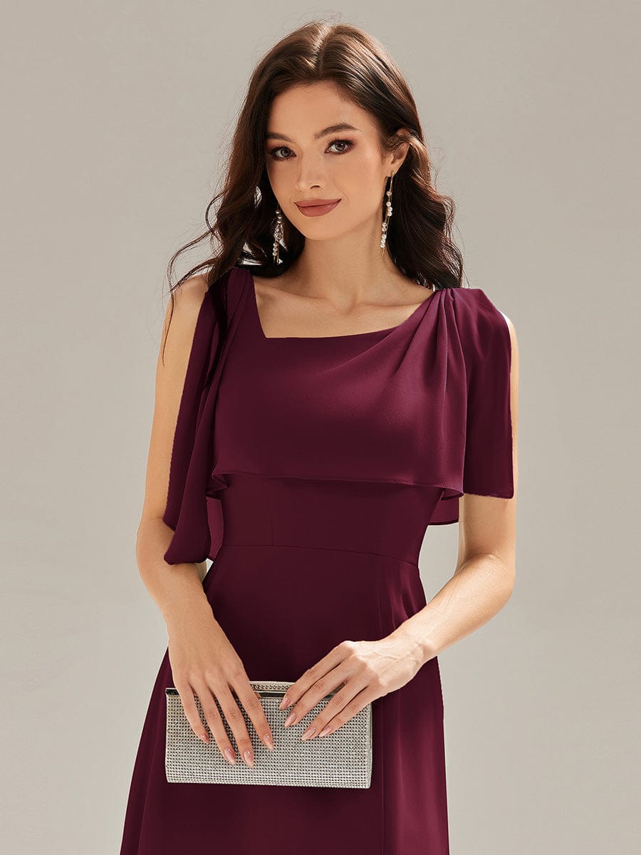 Thigh-High Slit Chiffon Sleeveless Maxi Dress #color_Burgundy