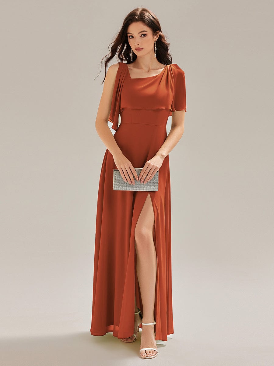 Thigh-High Slit Chiffon Sleeveless Maxi Dress #color_Burnt Orange