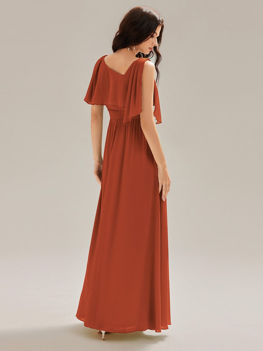 Thigh-High Slit Chiffon Sleeveless Maxi Dress #color_Burnt Orange