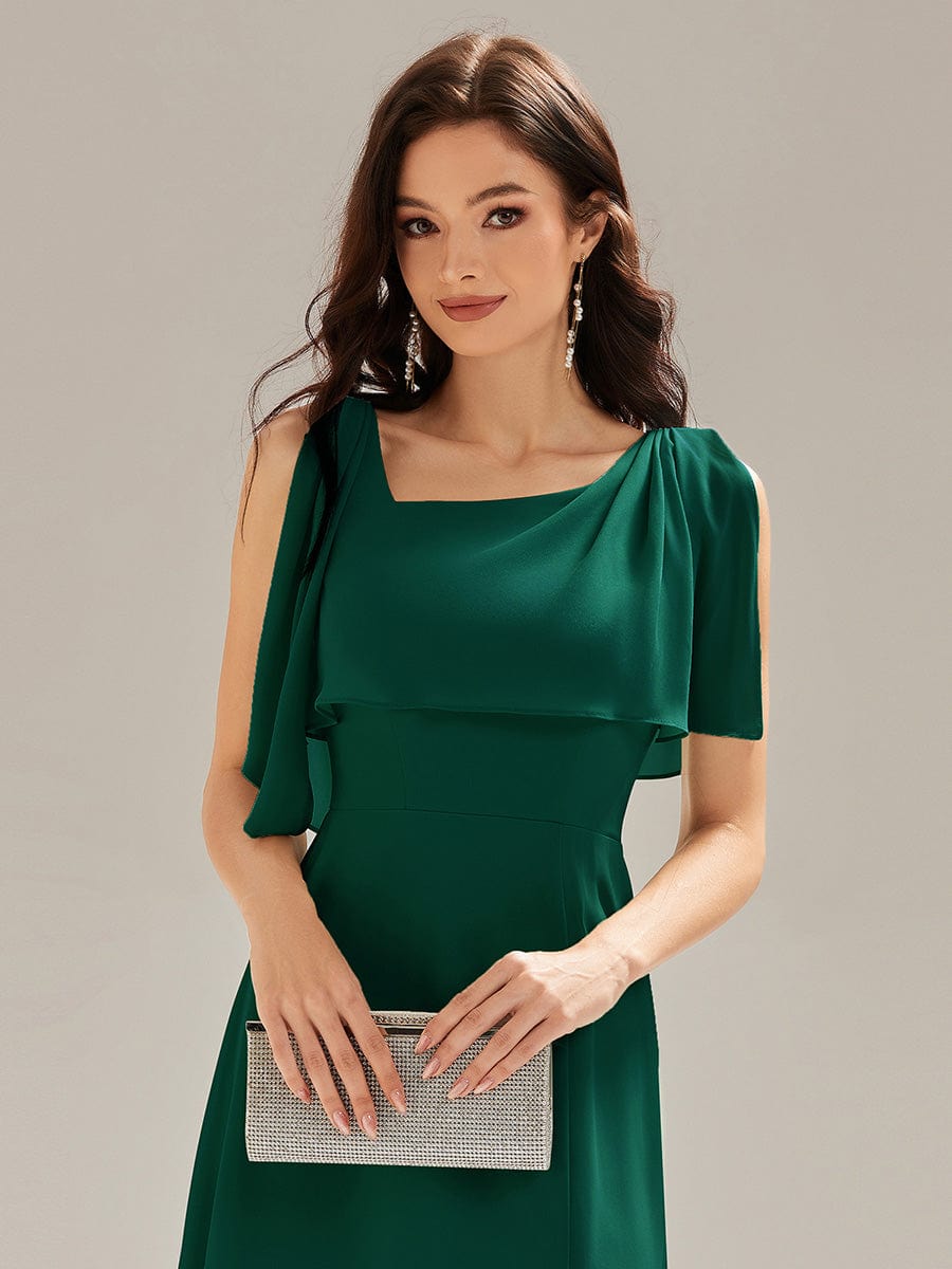 Thigh-High Slit Chiffon Sleeveless Maxi Dress #color_Dark Green