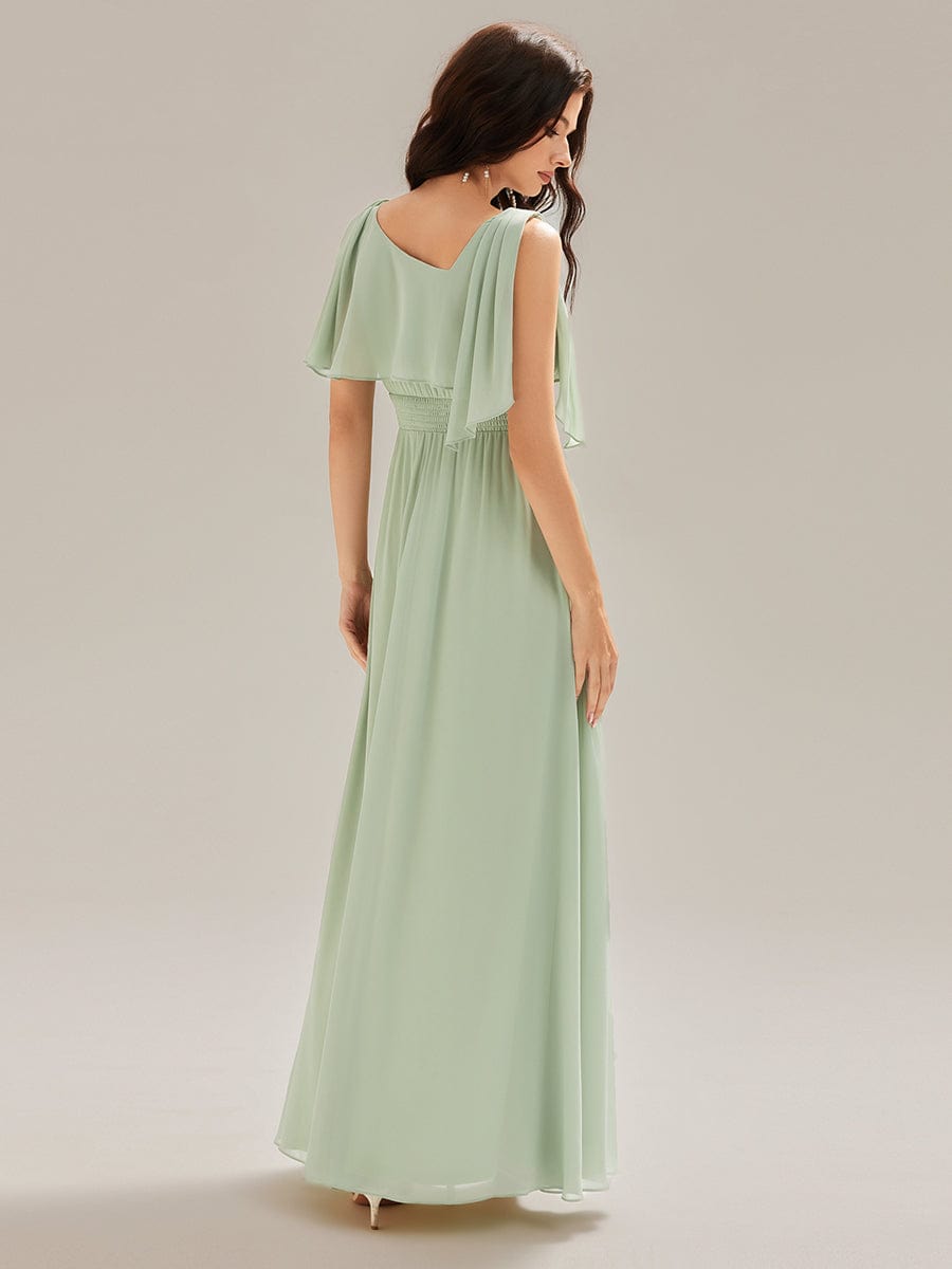 Thigh-High Slit Chiffon Sleeveless Maxi Dress #color_Mint Green
