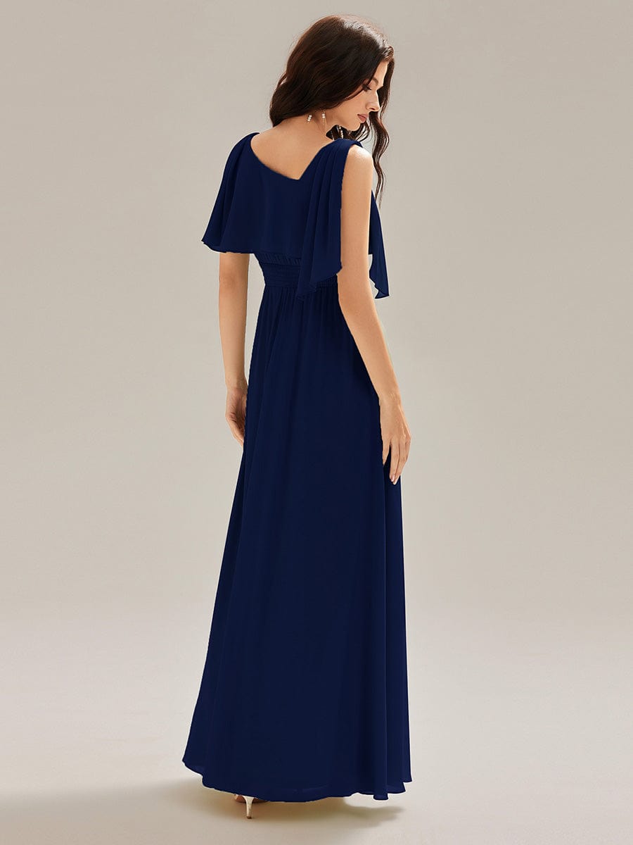 Thigh-High Slit Chiffon Sleeveless Maxi Dress #color_Navy Blue