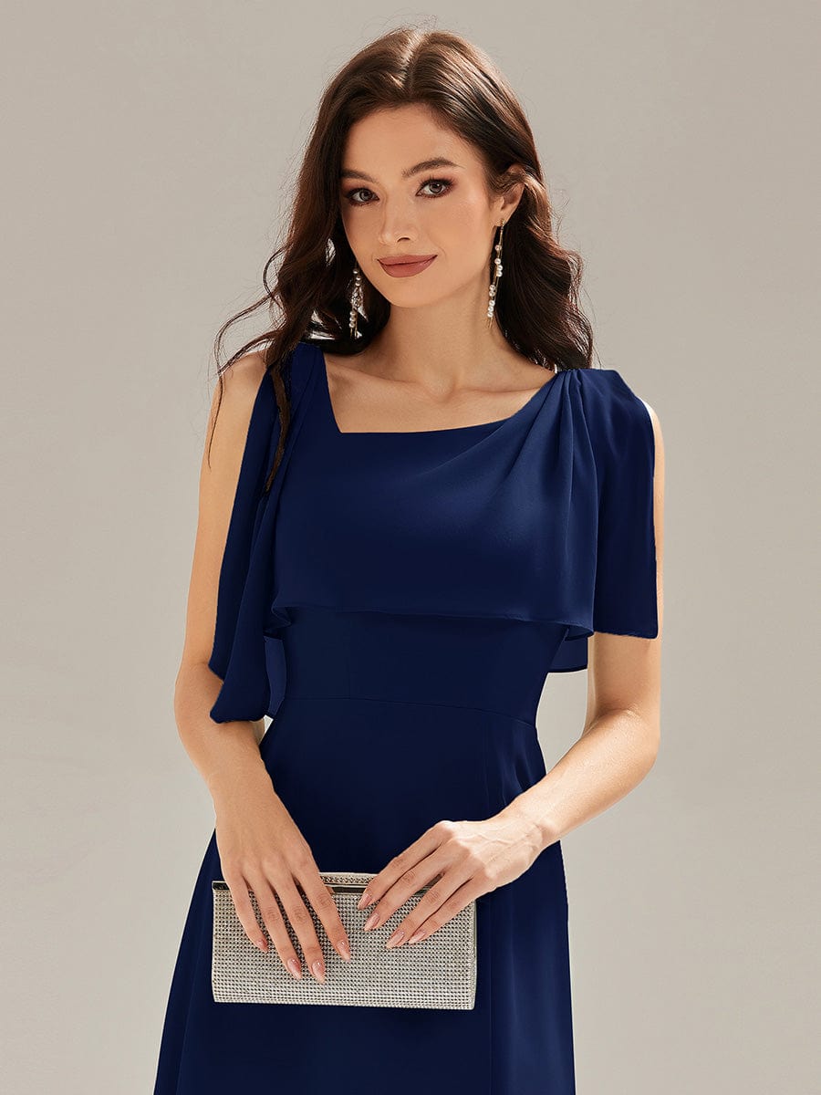Thigh-High Slit Chiffon Sleeveless Maxi Dress #color_Navy Blue