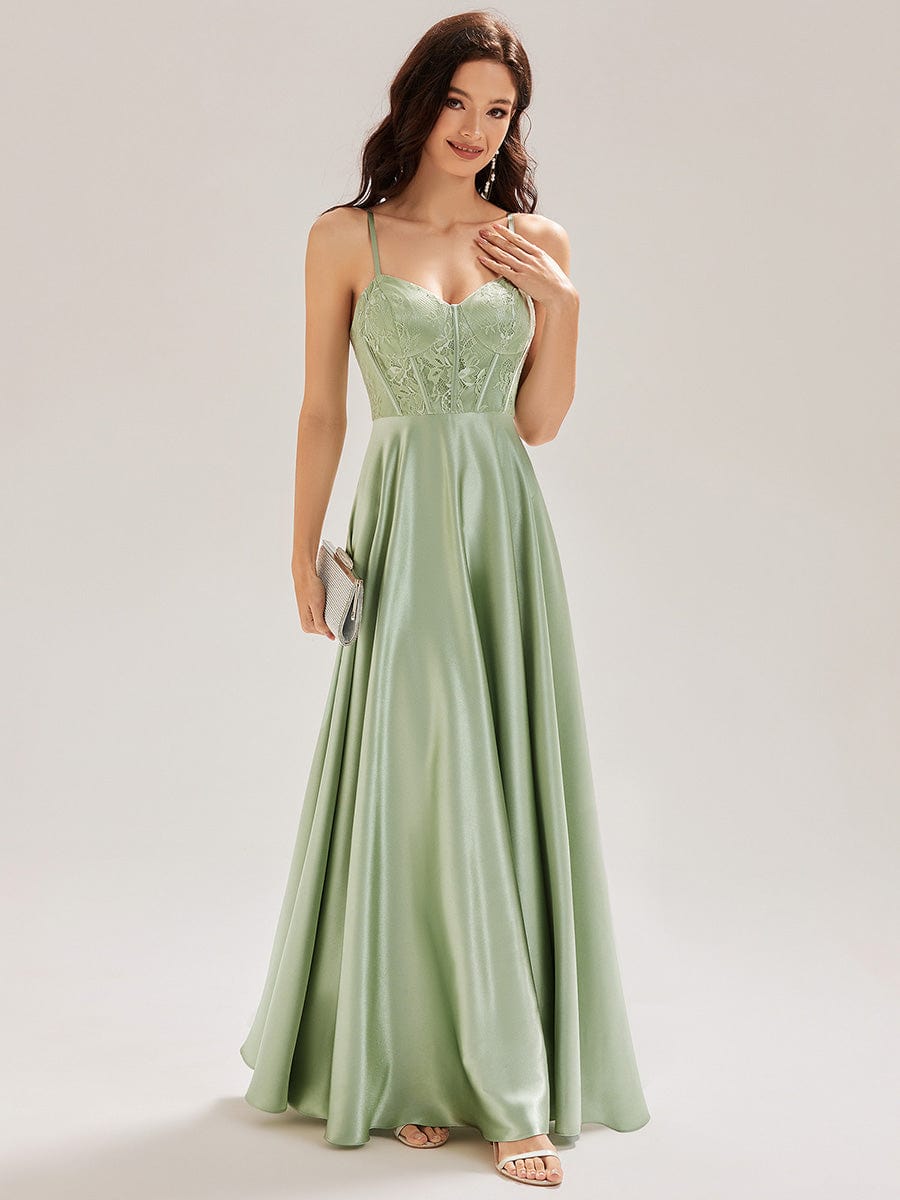 Satin Sleeveless A-Line Maxi Dress #color_Mint Green