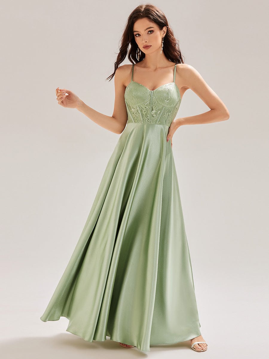 Satin Sleeveless A-Line Maxi Dress #color_Mint Green
