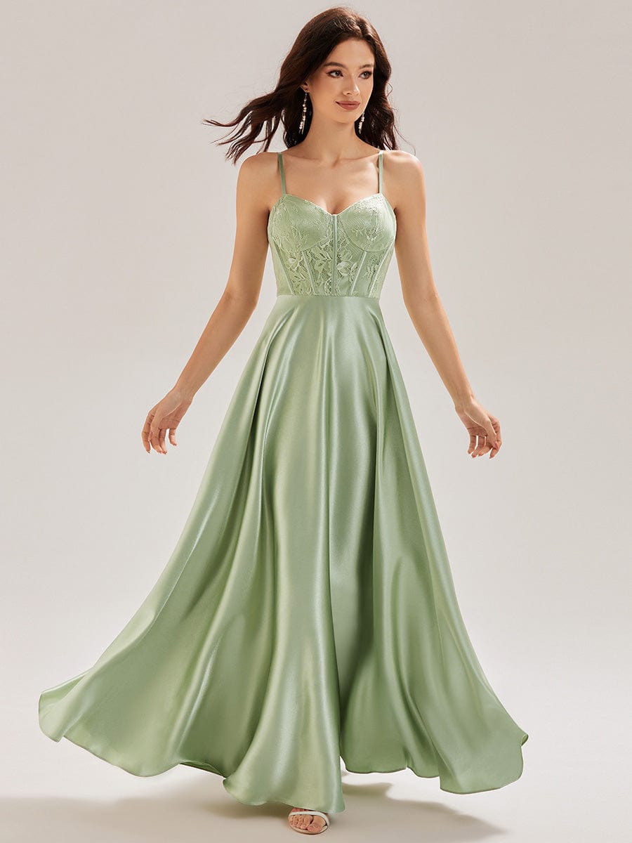 Satin Sleeveless A-Line Maxi Dress #color_Mint Green