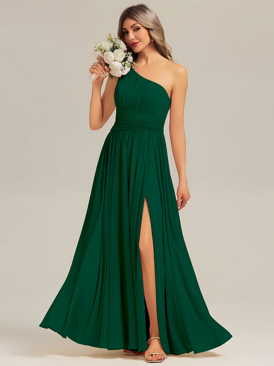 Thigh-High Slit Chiffon Sleeveless Bridesmaid Dress