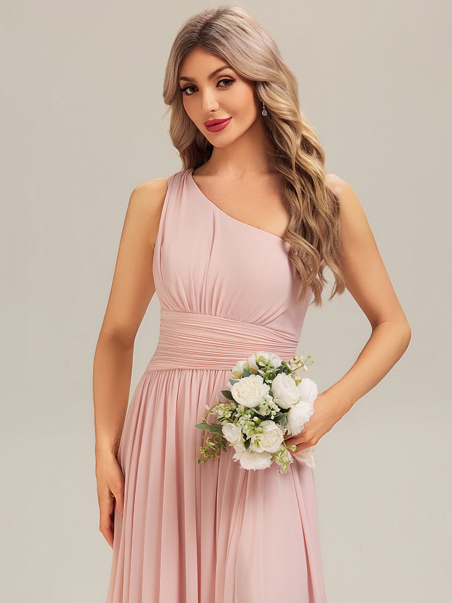 Thigh-High Slit Chiffon Sleeveless Bridesmaid Dress