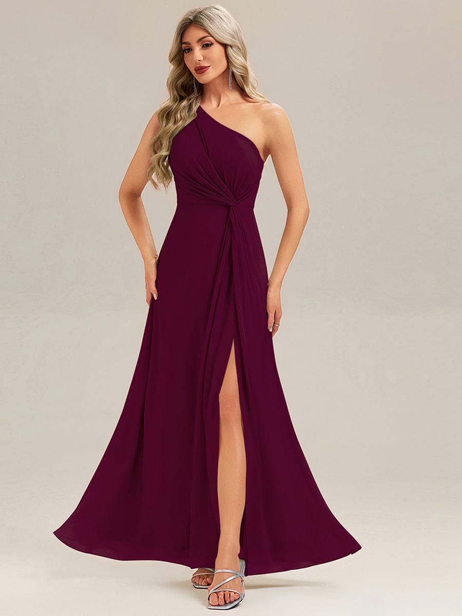 One Shoulder Slit Chiffon Evening Dress for Weddings & Formal Events One Shoulder Slit Chiffon Evening Dress for Weddings & Formal Events