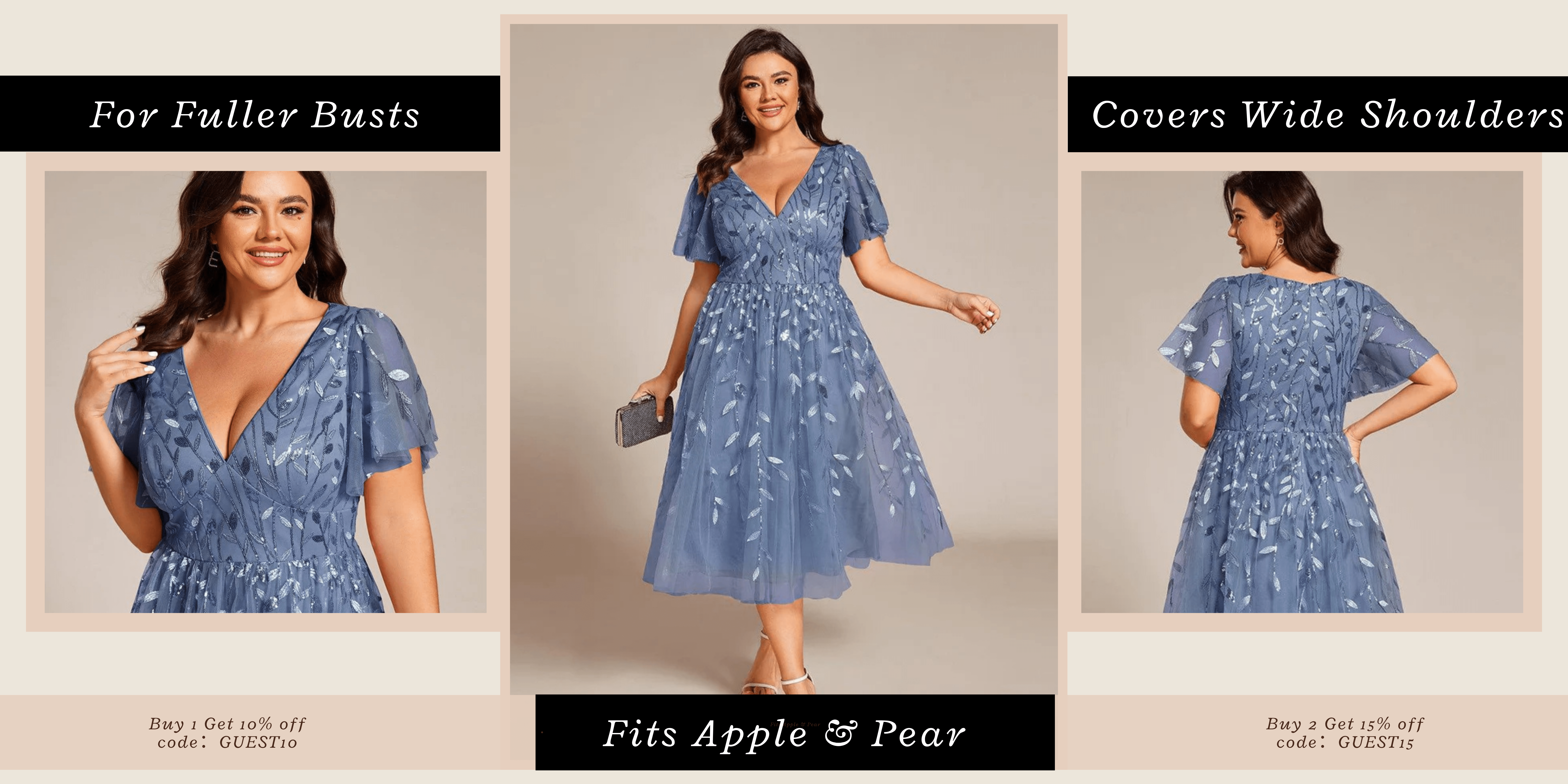 Sequin V-Neck A-Line Midi Dress - Ever-Pretty US Sequin V-Neck A-Line Midi Dress - Ever-Pretty US