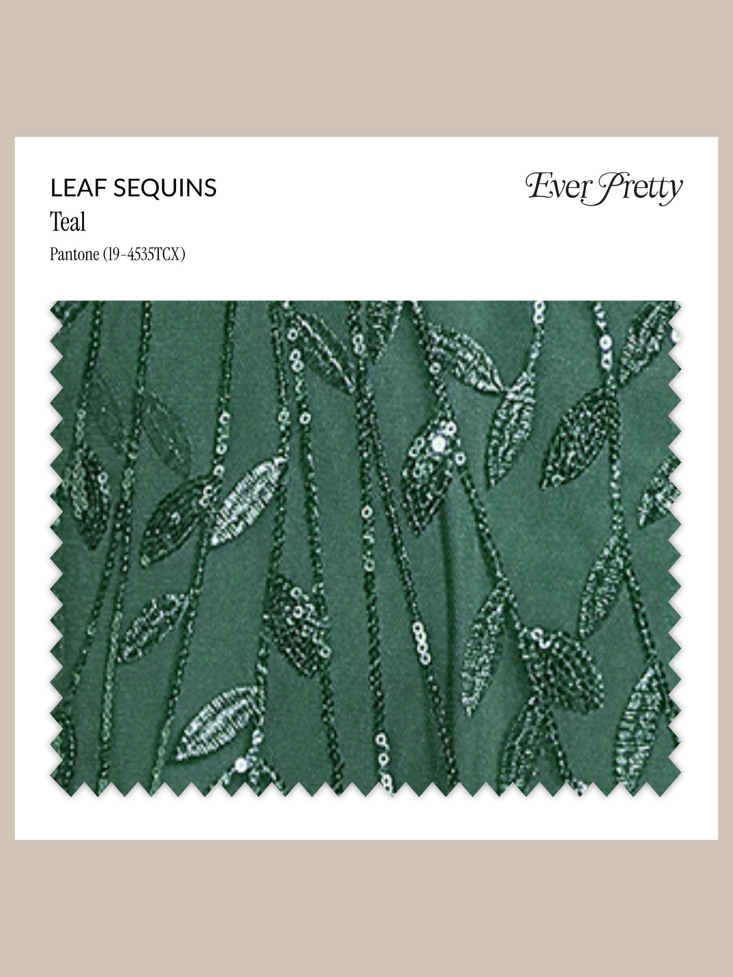 Ever-Pretty Leaf Sequins Swatch #Color_Teal