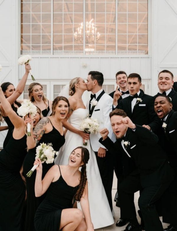 What Color Suits Go Best with Black Bridesmaid Dresses?