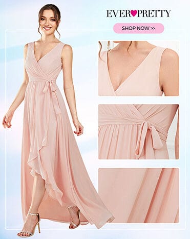 Chiffon Sleeveless Front Slit V-Neck Layered Evening Dress