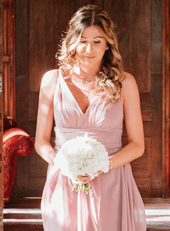 ever pretty pink bridesmaid dresses EVERPRETTY Off-Shoulder Ruffle Sleeve Side Slit A-Line Pink Bridesmaid Dress, Suitable For Wedding Spring
