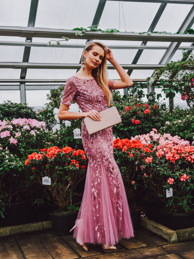pretty JADEN|Floral Sequin Print Plus Size Mermaid Tulle Evening Dress Fan Photos 9

