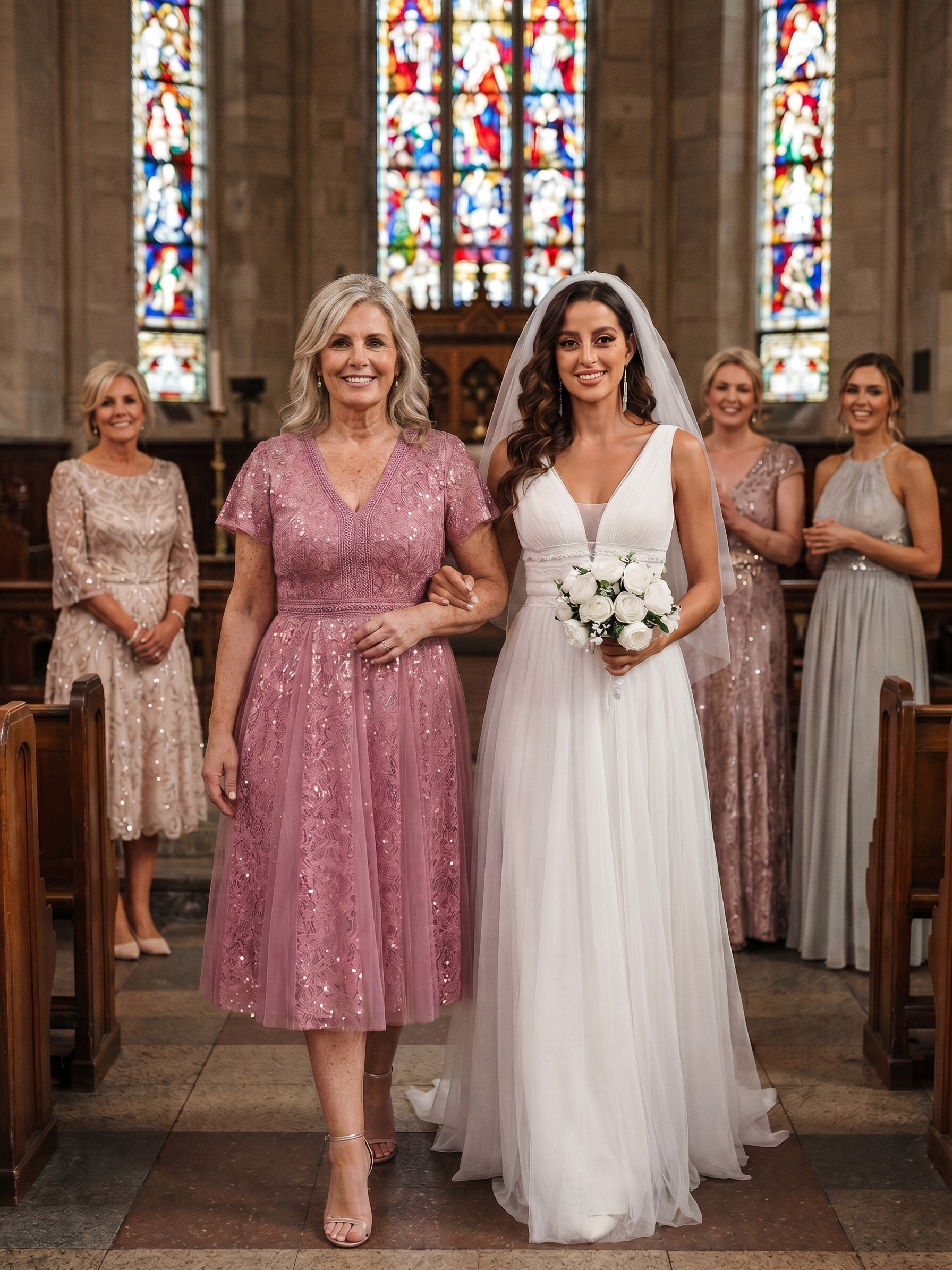 Plus Size Lace Ruffle Sleeve Wedding Guest Dress #color_Purple Orchid