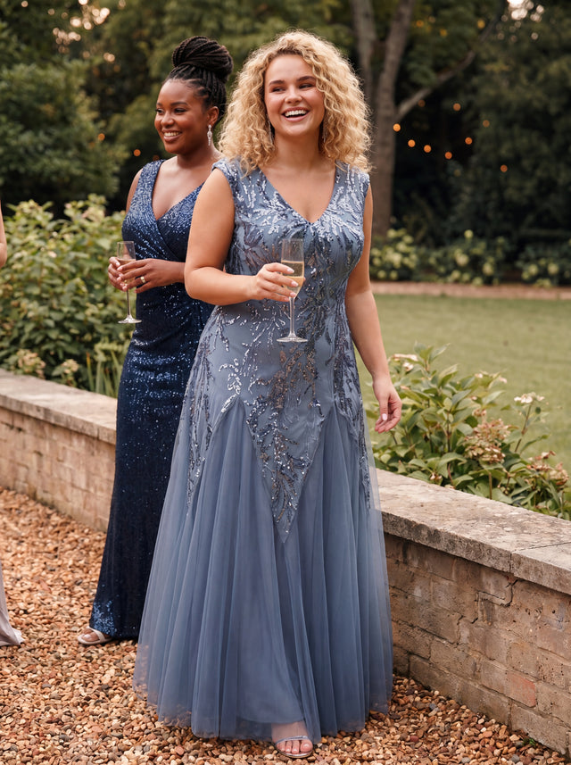 ever FREYA|Glitter Embroidered Cap Sleeve High Stretch Mother of the Bride Dress Fan Photos 2
